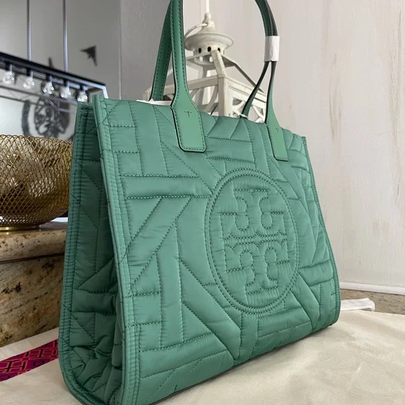 New Tory Burch Ella Basketweave Small Tote - Picture 3 of 8